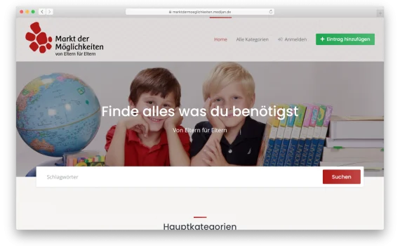 Markt der Möglichkeiten Homepage Screenshot